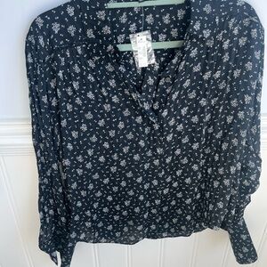 Madewell Floral Black Blouse Small NWT